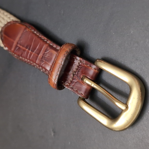 Men's Brighton Tan/ Brown Braided Belt With Brass Buckle,Size 38. - Picture 2 of 12